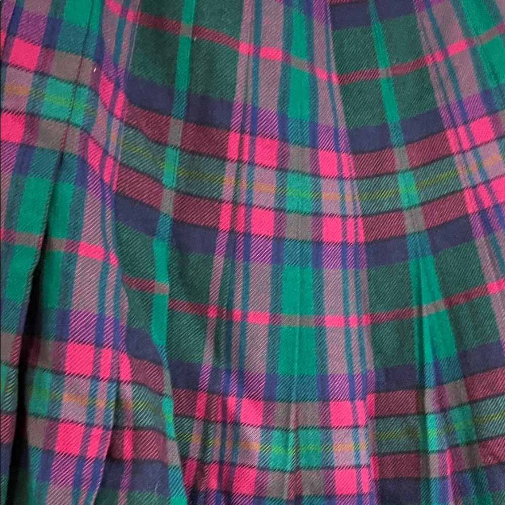 Pendleton Vintage Women's A-Line wool pleated Plaid Skirt in Green/Purple Sz 8 - Picture 4 of 8